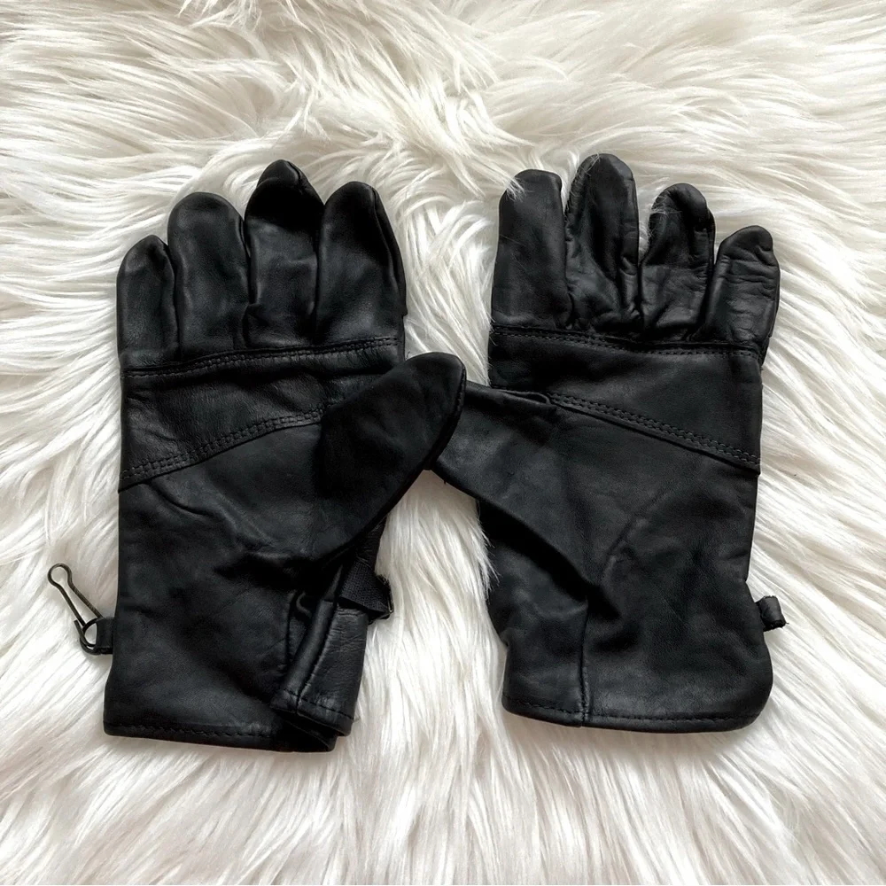NWOT Unisex Black Genuine Leather Winter Gloves size 5